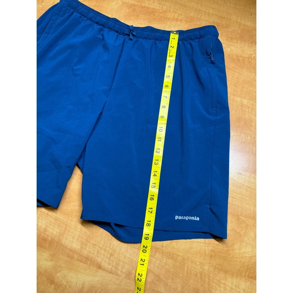 Patagonia Nine Trails Running Shorts Mens XL Blue Zipper Pockets Hiking Athletic